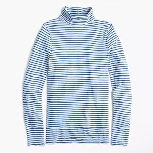 J. Crew Blue and White Striped Mock Turtle Tissue Long Sleeve